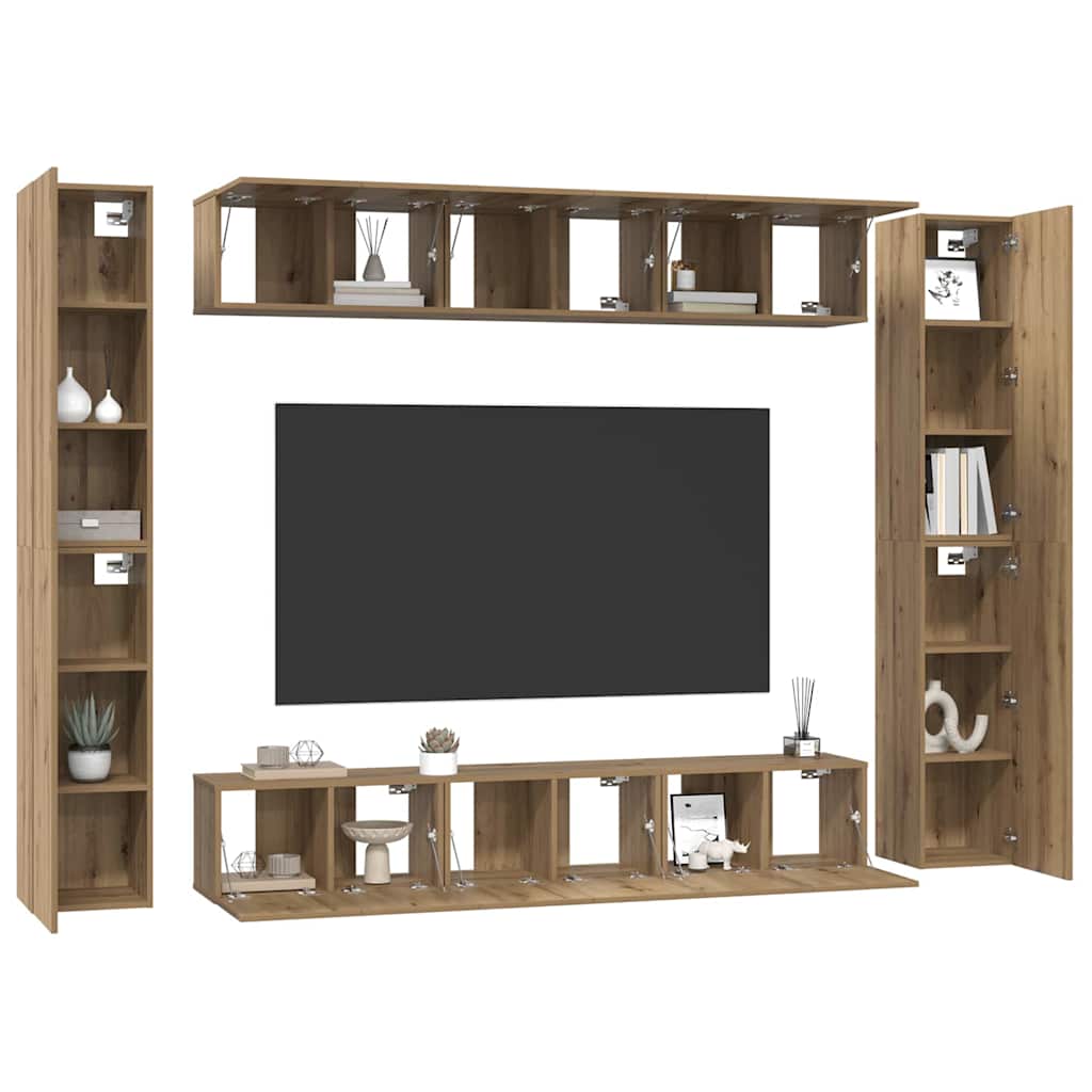 TV-Möbel-Set 10 pcs Eiche handwerklich 30,5 x 30 x 90 cm