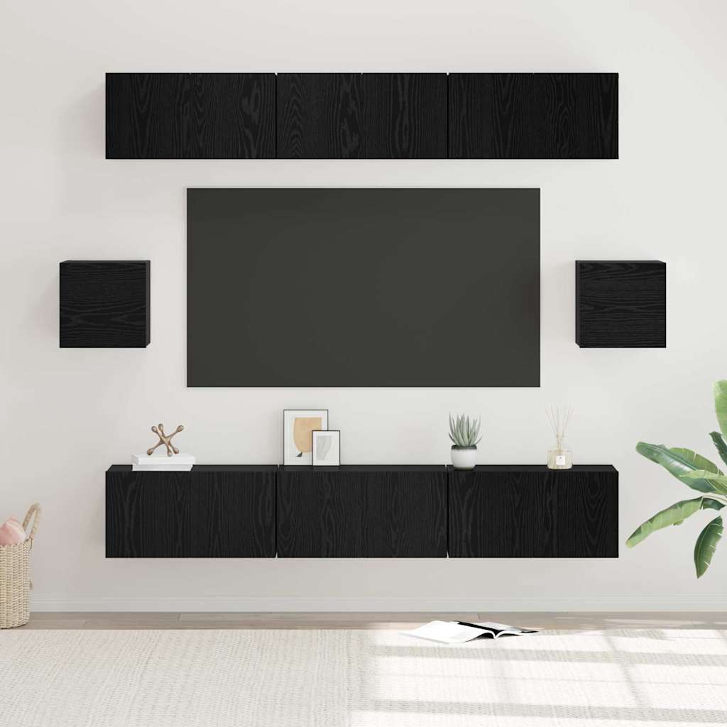 TV-Möbel-Set 8 pcs Schwarze Eiche 60 x 30 x 30 cm Holzwerkstoff