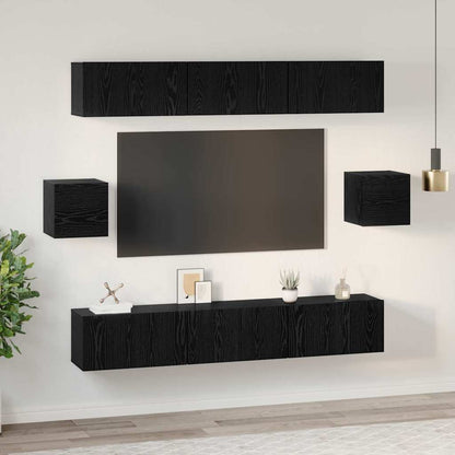 TV-Möbel-Set 8 pcs Schwarze Eiche 60 x 30 x 30 cm Holzwerkstoff