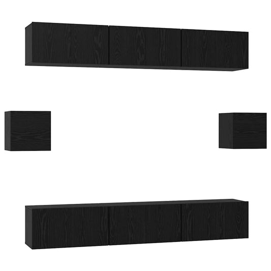 TV-Möbel-Set 8 pcs Schwarze Eiche 60 x 30 x 30 cm Holzwerkstoff