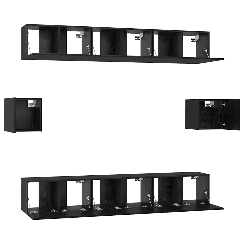TV-Möbel-Set 8 pcs Schwarze Eiche 60 x 30 x 30 cm Holzwerkstoff