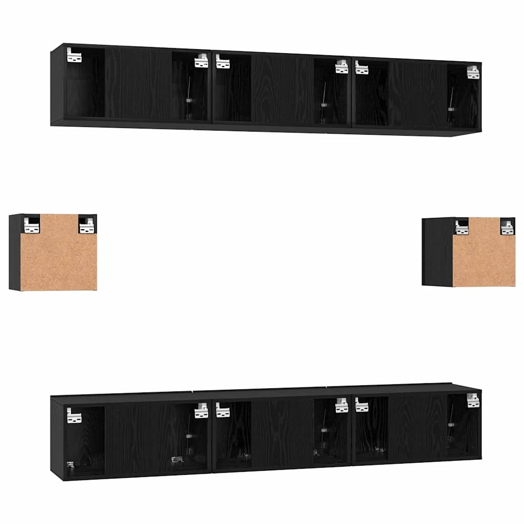 TV-Möbel-Set 8 pcs Schwarze Eiche 60 x 30 x 30 cm Holzwerkstoff