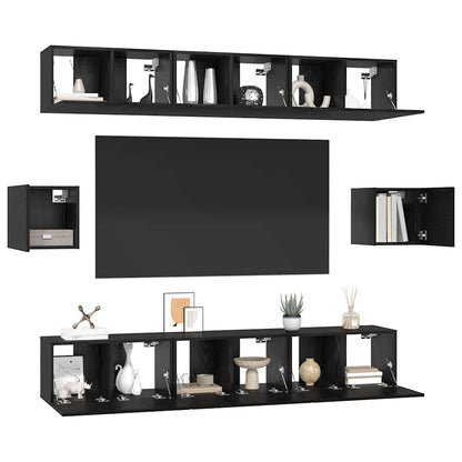 TV-Möbel-Set 8 pcs Schwarze Eiche 60 x 30 x 30 cm Holzwerkstoff