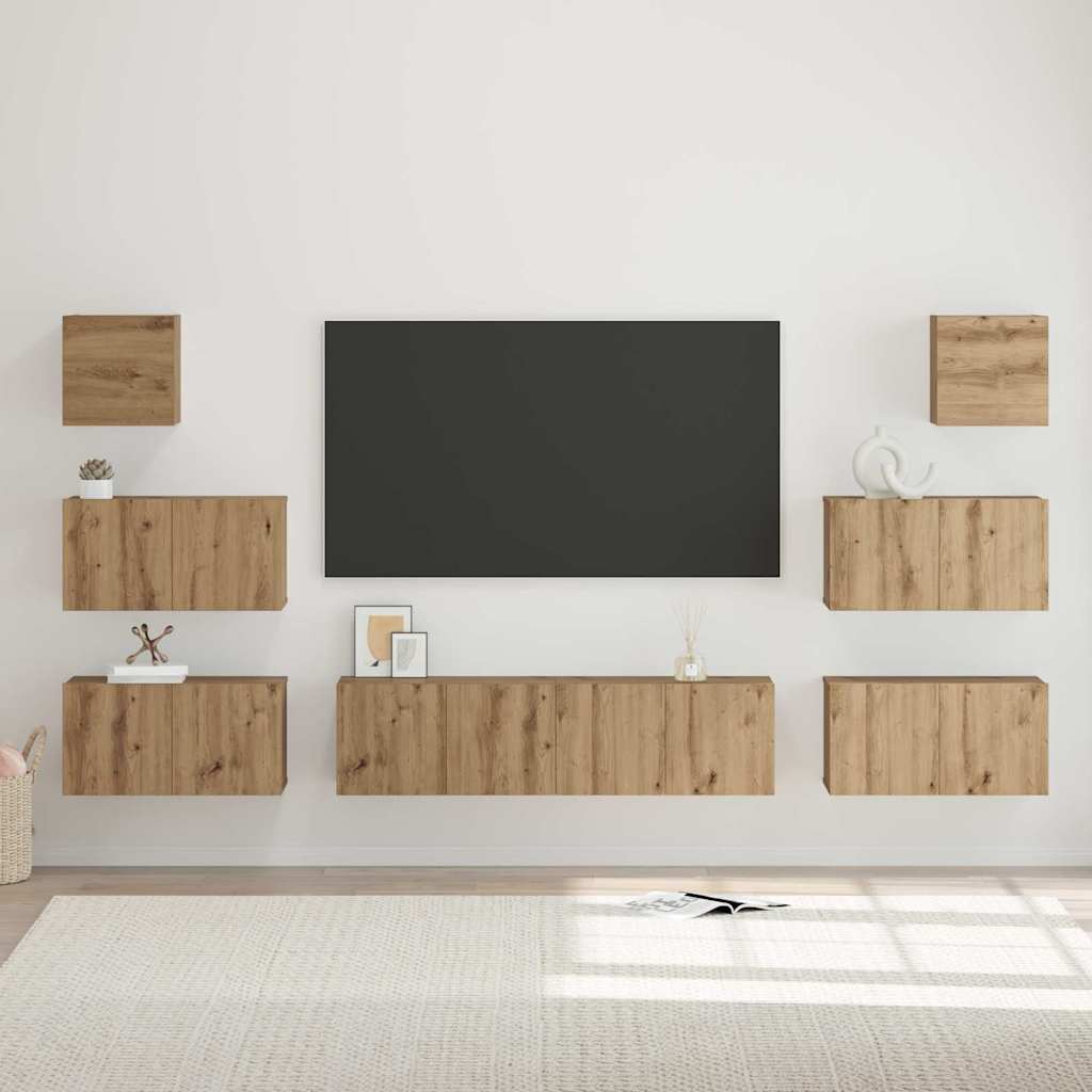 TV-Möbel-Set 8 pcs Eiche handwerklich 60 x 30 x 30 cm