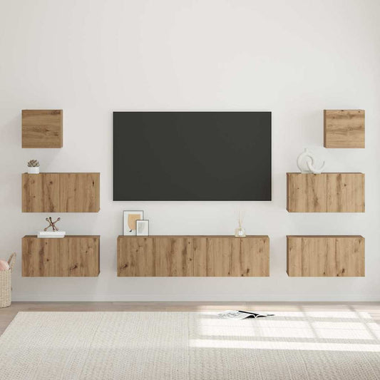 TV-Möbel-Set 8 pcs Eiche handwerklich 60 x 30 x 30 cm