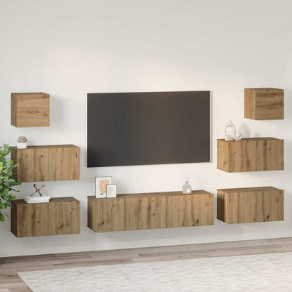 TV-Möbel-Set 8 pcs Eiche handwerklich 60 x 30 x 30 cm
