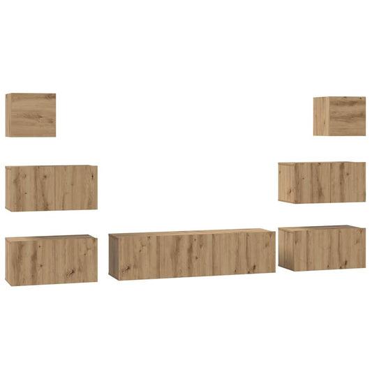 TV-Möbel-Set 8 pcs Eiche handwerklich 60 x 30 x 30 cm