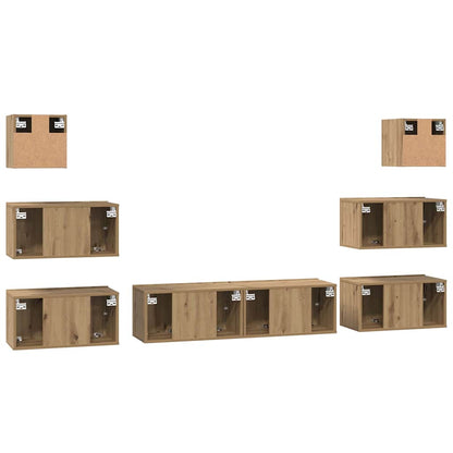 TV-Möbel-Set 8 pcs Eiche handwerklich 60 x 30 x 30 cm