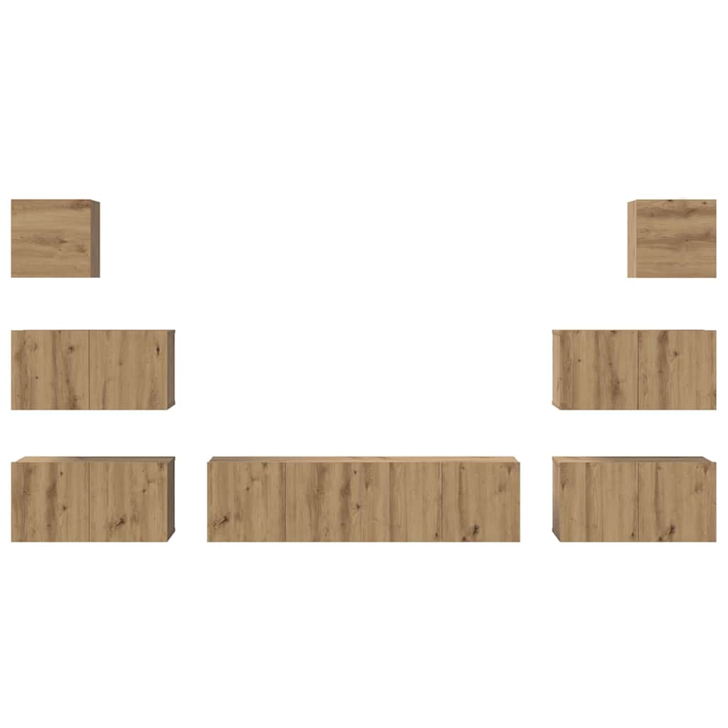 TV-Möbel-Set 8 pcs Eiche handwerklich 60 x 30 x 30 cm