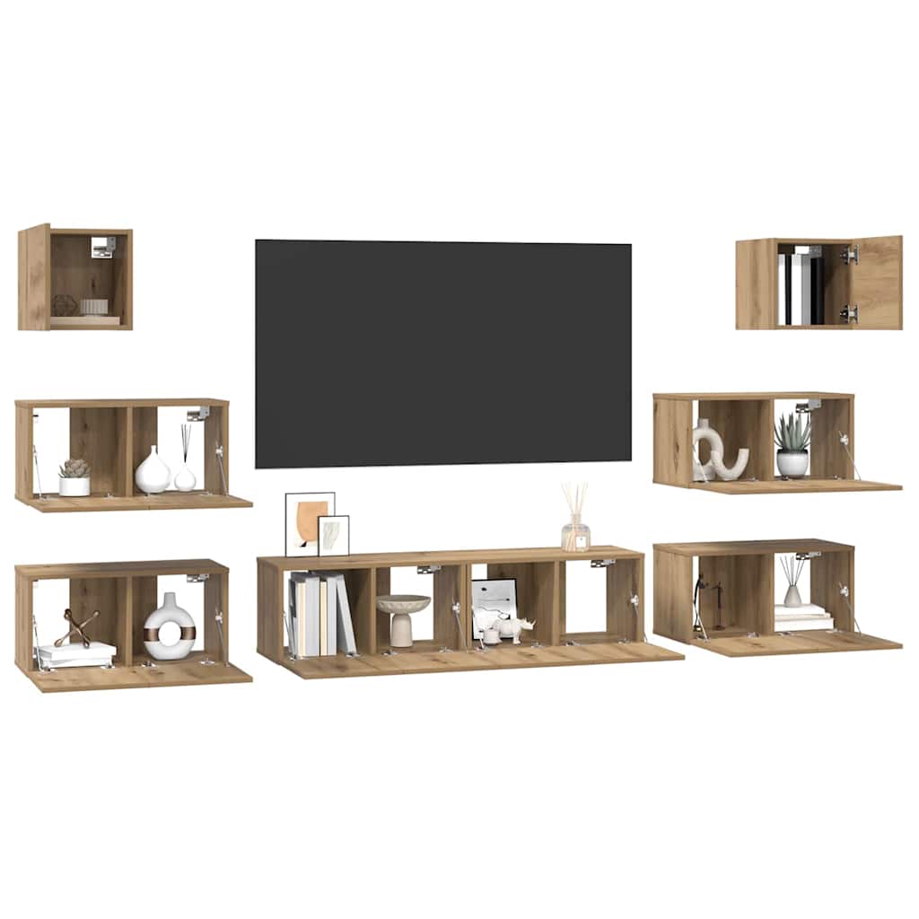 TV-Möbel-Set 8 pcs Eiche handwerklich 60 x 30 x 30 cm
