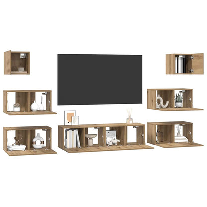 TV-Möbel-Set 8 pcs Eiche handwerklich 60 x 30 x 30 cm
