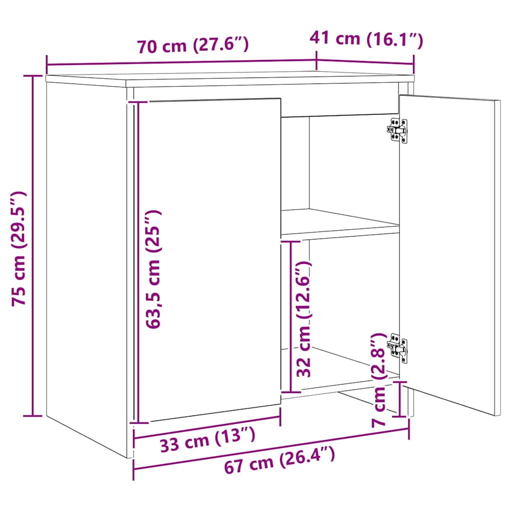 Sideboards 3 pcs Altholz 70 x 41 x 75 cm Holzwerkstoff
