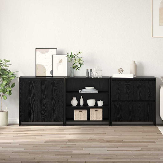 Sideboard 3 pcs Schwarze Eiche 70 x 41 x 75 cm Holzwerkstoff