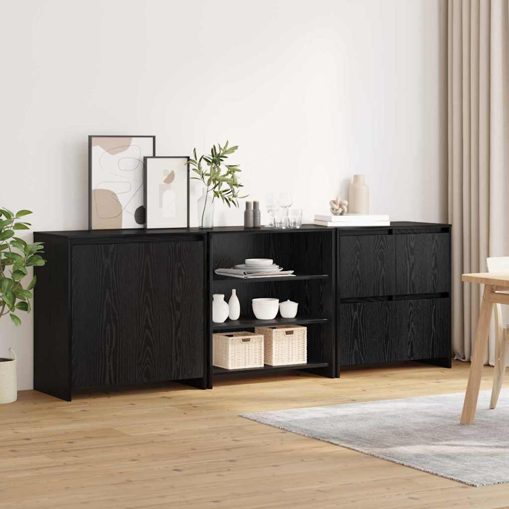 Sideboard 3 pcs Schwarze Eiche 70 x 41 x 75 cm Holzwerkstoff