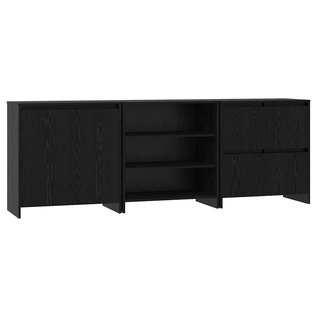 Sideboard 3 pcs Schwarze Eiche 70 x 41 x 75 cm Holzwerkstoff