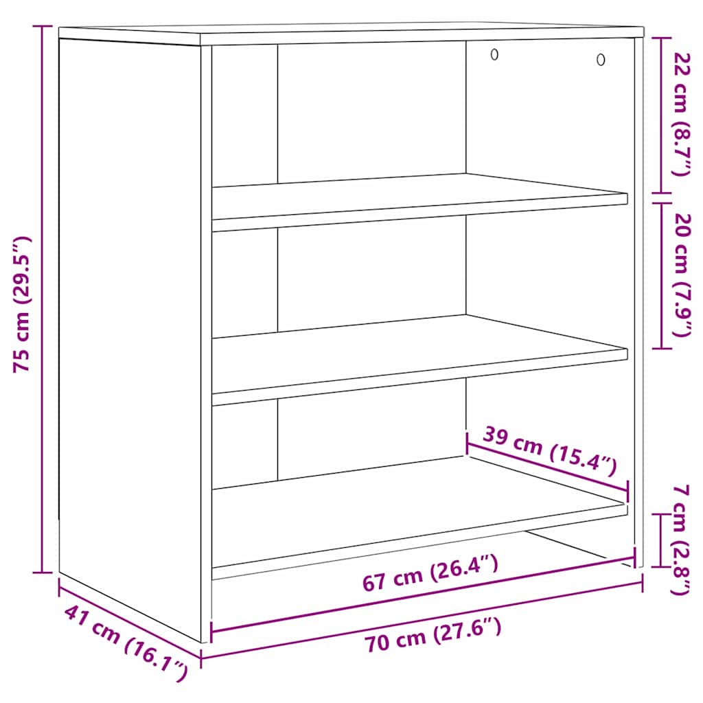 Sideboard 3 pcs Schwarze Eiche 70 x 41 x 75 cm Holzwerkstoff