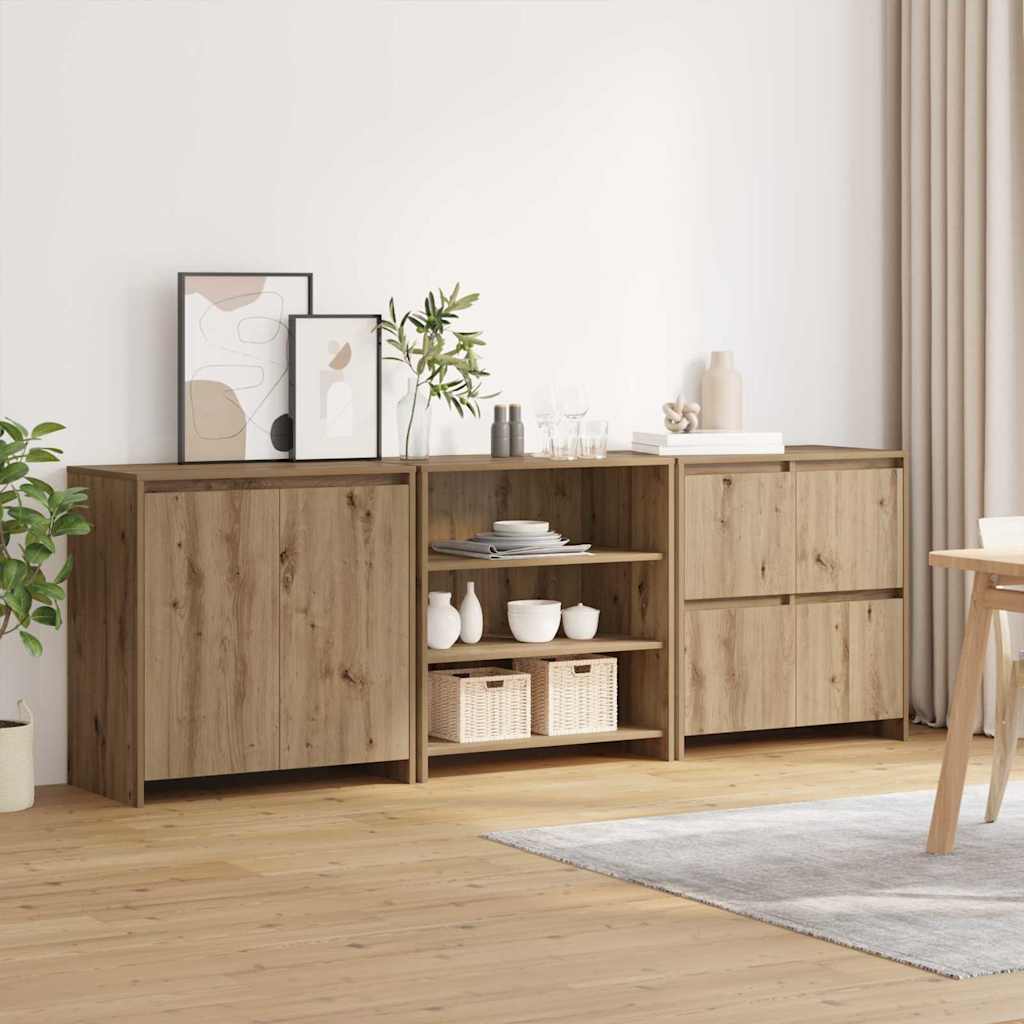 Sideboards 3 pcs Eiche handwerklich 70 x 41 x 75 cm
