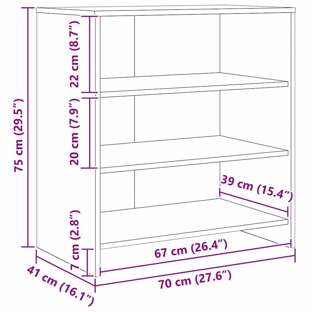 Sideboards 3 pcs Eiche handwerklich 70 x 41 x 75 cm