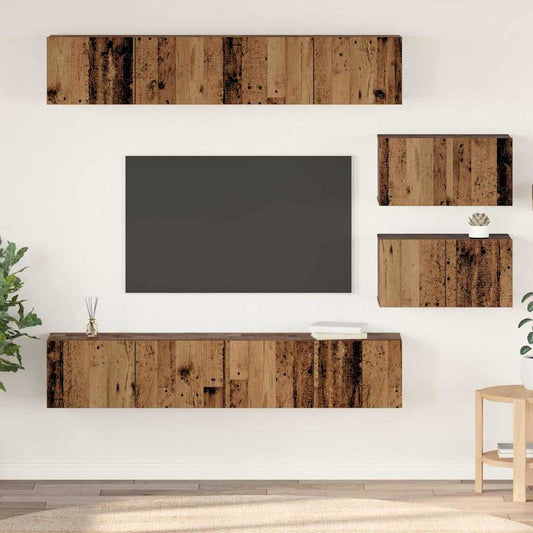 TV-Schrank Set Wandmontiert 6 pcs Altholz Mittel Holzwerkstoff
