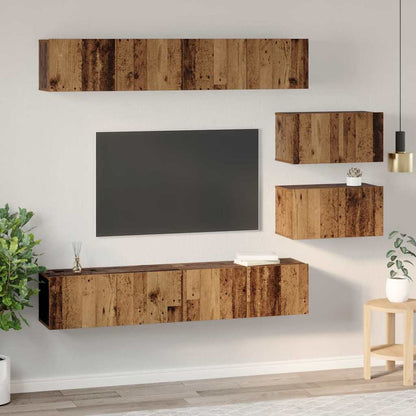 TV-Schrank Set Wandmontiert 6 pcs Altholz Mittel Holzwerkstoff