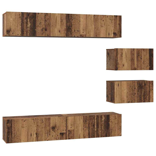 TV-Schrank Set Wandmontiert 6 pcs Altholz Mittel Holzwerkstoff