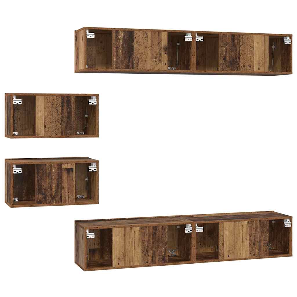 TV-Schrank Set Wandmontiert 6 pcs Altholz Mittel Holzwerkstoff