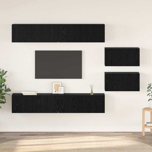 TV-Möbel-Set 6 pcs Schwarze Eiche 80 x 30 x 30,5 cm S