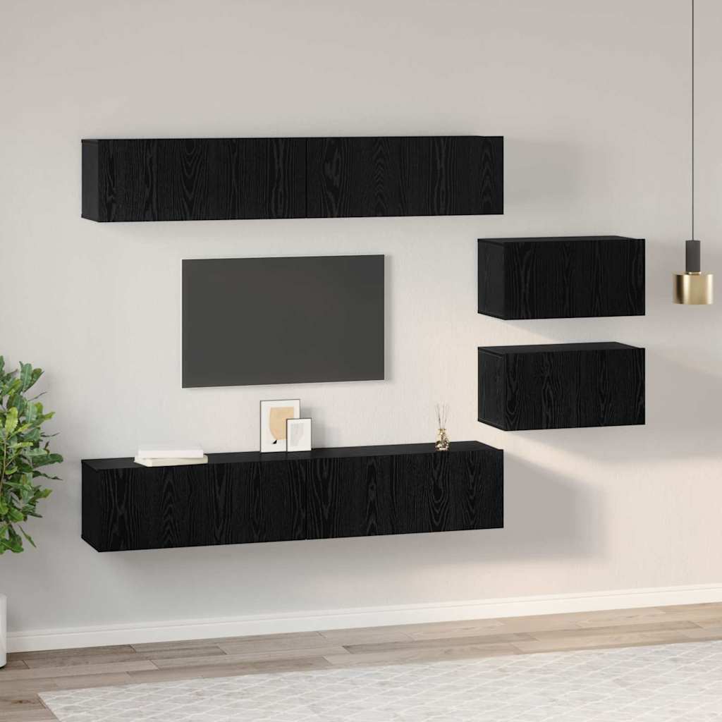 TV-Möbel-Set 6 pcs Schwarze Eiche 80 x 30 x 30,5 cm S