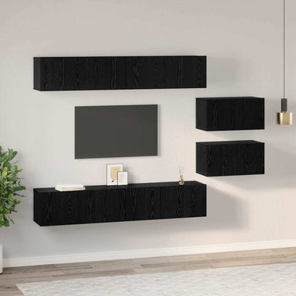 TV-Möbel-Set 6 pcs Schwarze Eiche 80 x 30 x 30,5 cm S