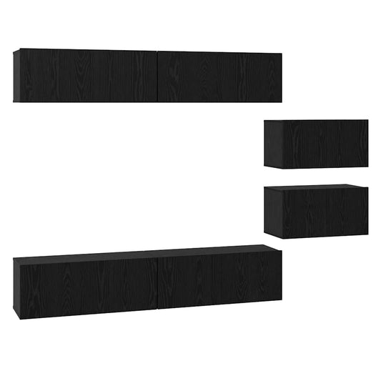 TV-Möbel-Set 6 pcs Schwarze Eiche 80 x 30 x 30,5 cm S