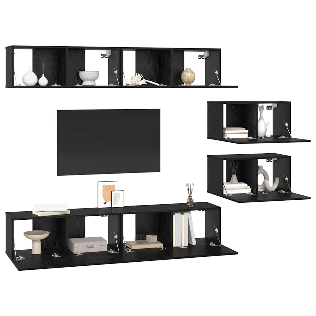 TV-Möbel-Set 6 pcs Schwarze Eiche 80 x 30 x 30,5 cm S