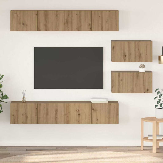 TV-Schrank Set 6 pcs Eiche handwerklich 80 x 30 x 30 cm Mittel