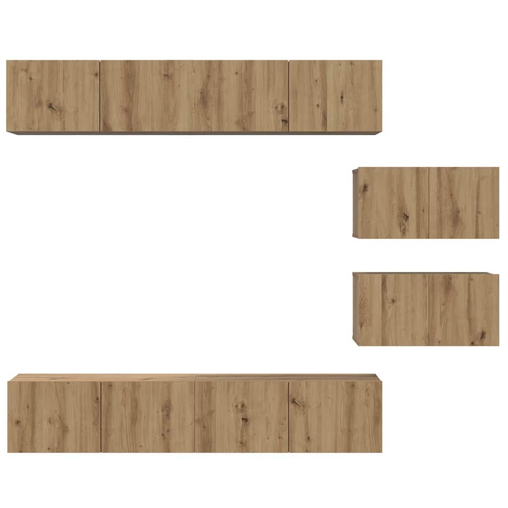TV-Schrank Set 6 pcs Eiche handwerklich 80 x 30 x 30 cm Mittel