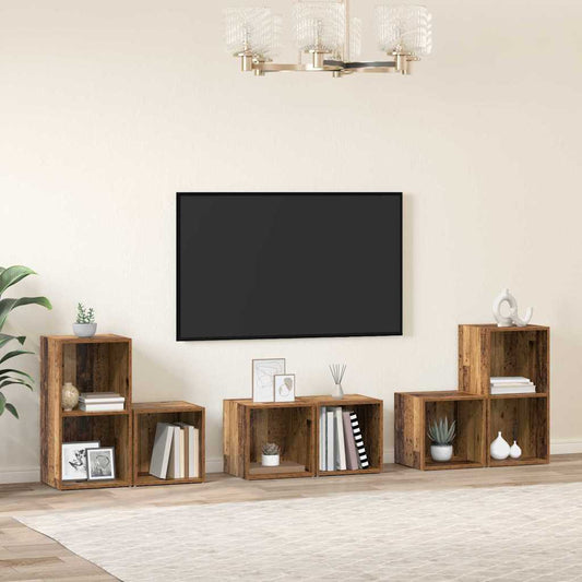 TV-Schrank Set 6 pcs Altholz 37 x 35 x 72 cm Holzwerkstoff