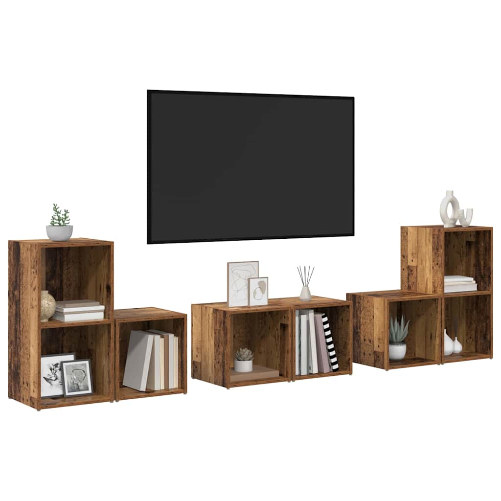 TV-Schrank Set 6 pcs Altholz 37 x 35 x 72 cm Holzwerkstoff
