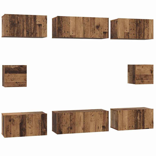 TV-Schrank Set Wandmontiert 8 pcs Altholz Holzwerkstoff