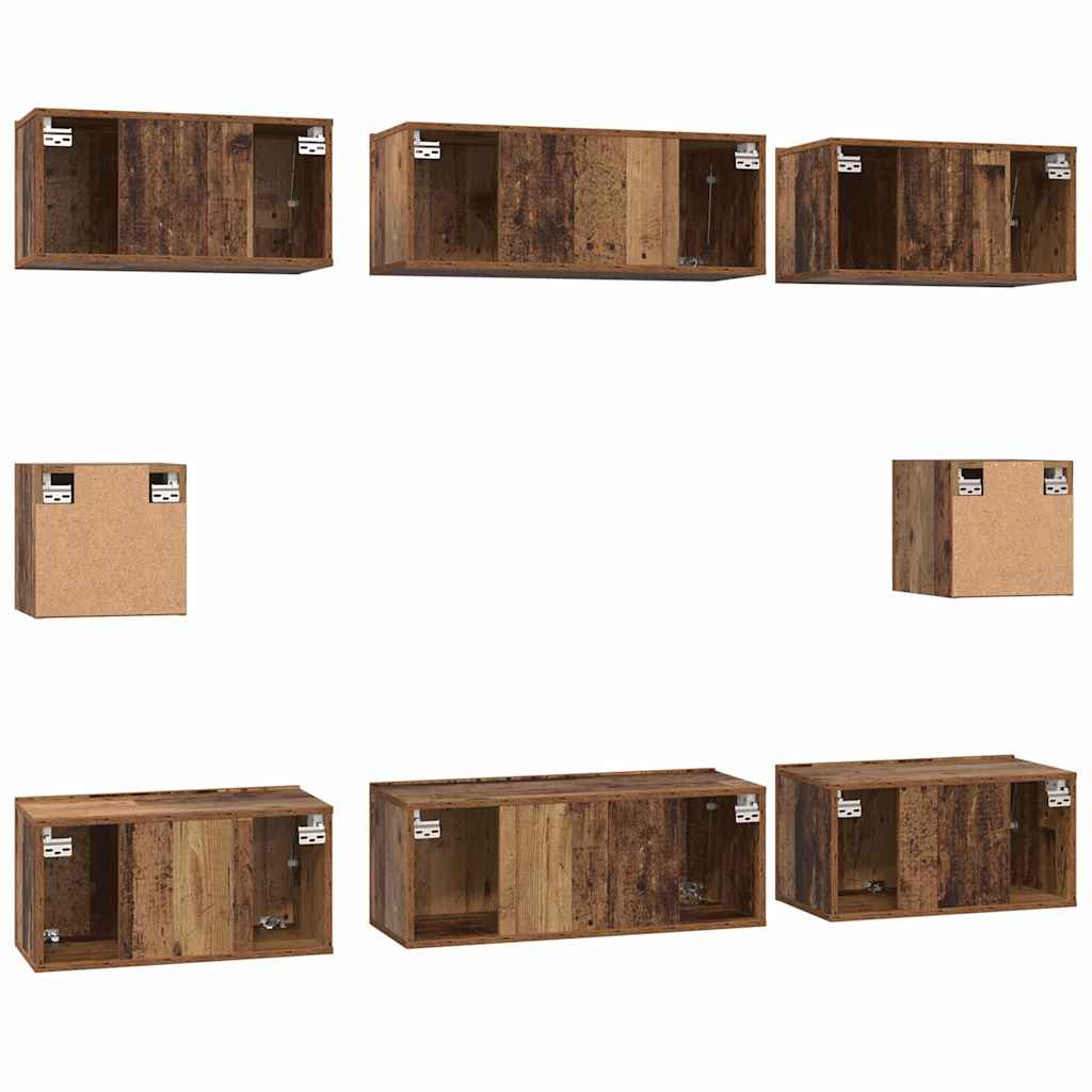 TV-Schrank Set Wandmontiert 8 pcs Altholz Holzwerkstoff