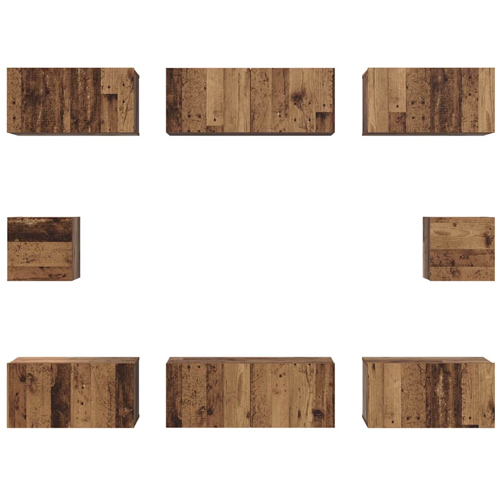TV-Schrank Set Wandmontiert 8 pcs Altholz Holzwerkstoff