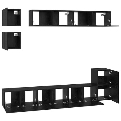 TV-Möbel-Set Wandmontiert 8 pcs Schwarze Eiche Holzwerkstoff