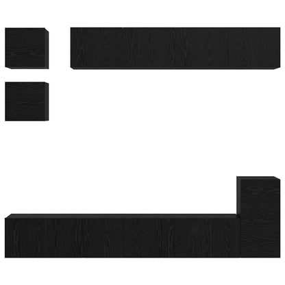 TV-Möbel-Set Wandmontiert 8 pcs Schwarze Eiche Holzwerkstoff