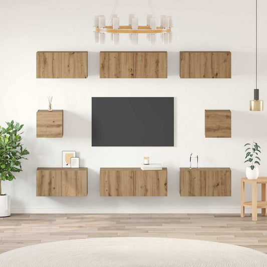 TV-Schrank Set 8 pcs Eiche handwerklich Holzwerkstoff
