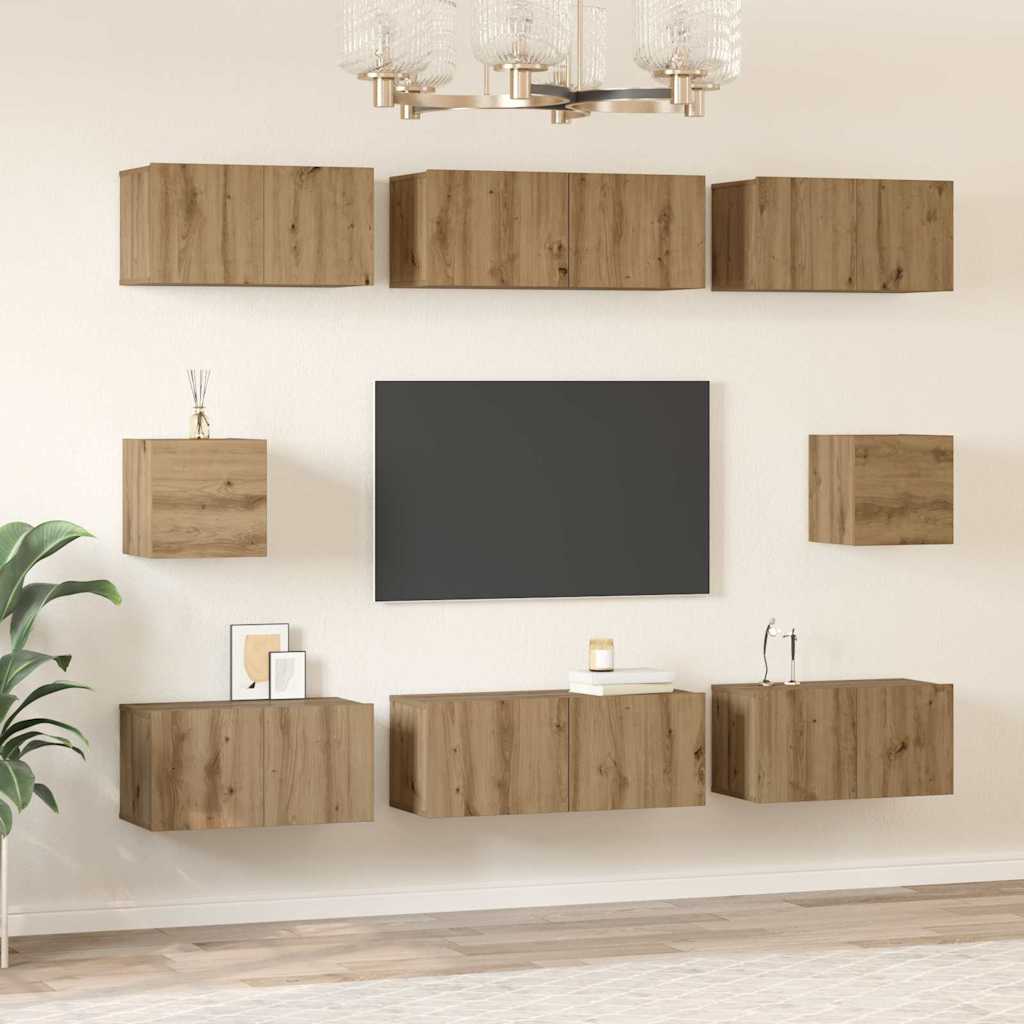 TV-Schrank Set 8 pcs Eiche handwerklich Holzwerkstoff