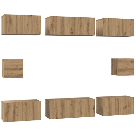 TV-Schrank Set 8 pcs Eiche handwerklich Holzwerkstoff