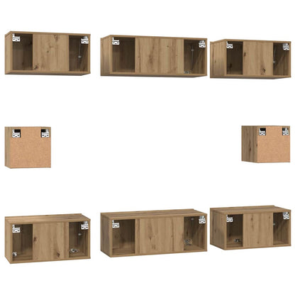 TV-Schrank Set 8 pcs Eiche handwerklich Holzwerkstoff