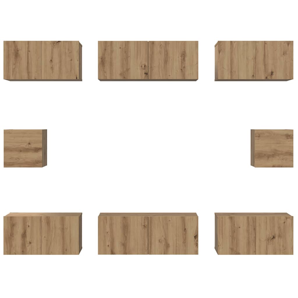 TV-Schrank Set 8 pcs Eiche handwerklich Holzwerkstoff