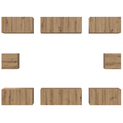 TV-Schrank Set 8 pcs Eiche handwerklich Holzwerkstoff