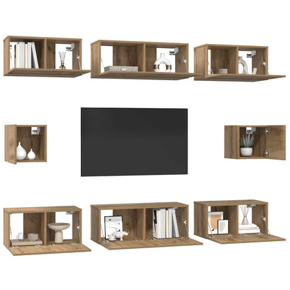 TV-Schrank Set 8 pcs Eiche handwerklich Holzwerkstoff
