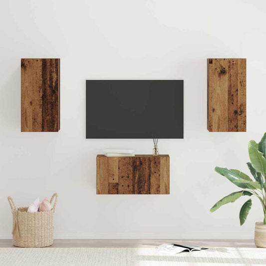 TV-Möbel-Set 3 pcs Altholz 60 x 30 x 30 cm Holzwerkstoff