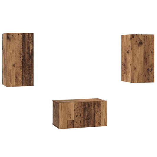 TV-Möbel-Set 3 pcs Altholz 60 x 30 x 30 cm Holzwerkstoff