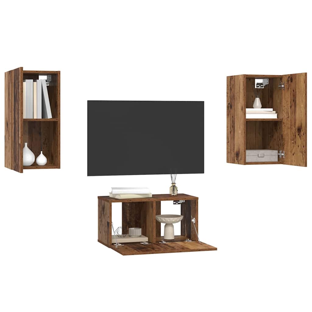 TV-Möbel-Set 3 pcs Altholz 60 x 30 x 30 cm Holzwerkstoff